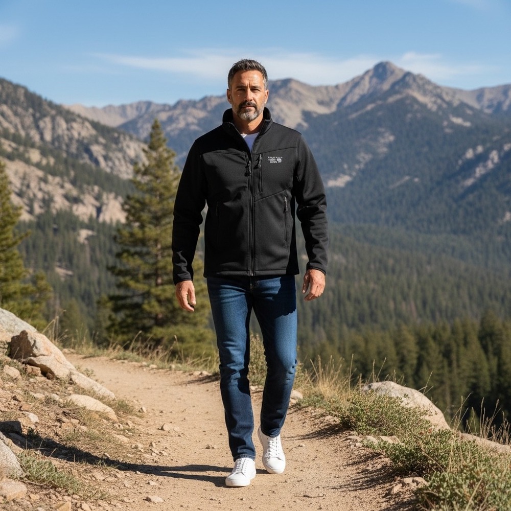 Mountain Hardwear Mens OM4805 Black Softshell Fleece Lined Full Zip Jacket M